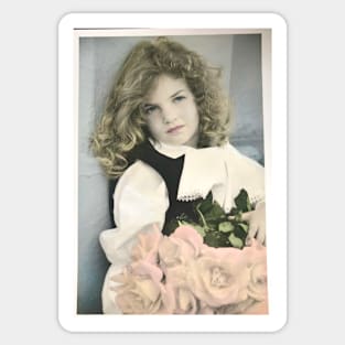 Little Girl with Orange Roses Sticker